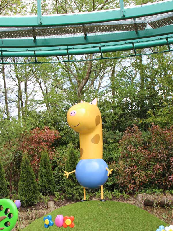 Gerald Giraffe character in Peppa Pig World at Paultons Park