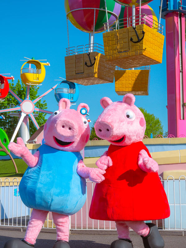 Peppa Pig and George character meet and greet in Peppa Pig World at Paultons Park