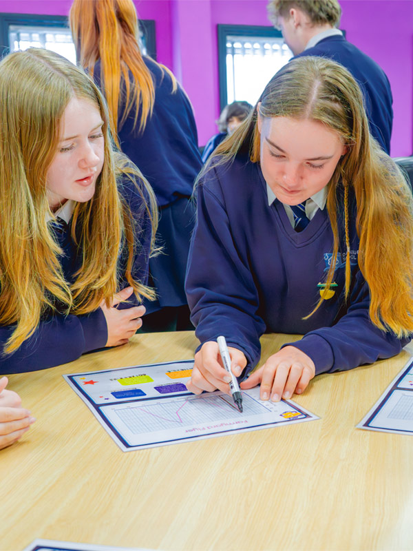 Paultons Park school workshop with pupils completing a speed, distance and time activity sheet