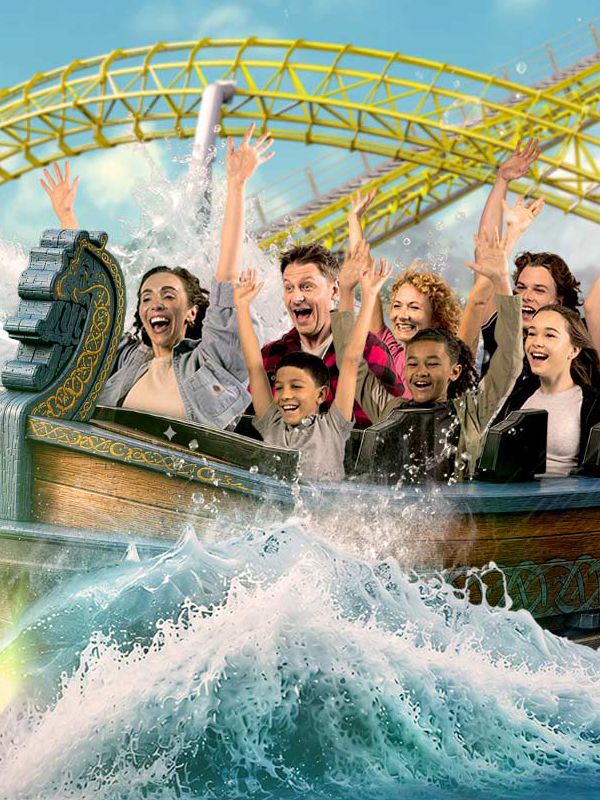 Family enjoying a water ride at Paultons Park during the Free Teacher Takeover Event